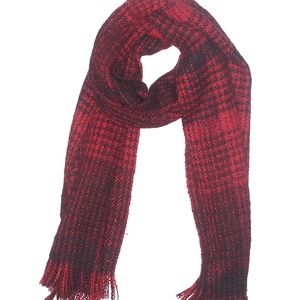 Big Thick Warm Red and Black Plaid Long Wide Blanket Scarf / Pet Blankie Winter